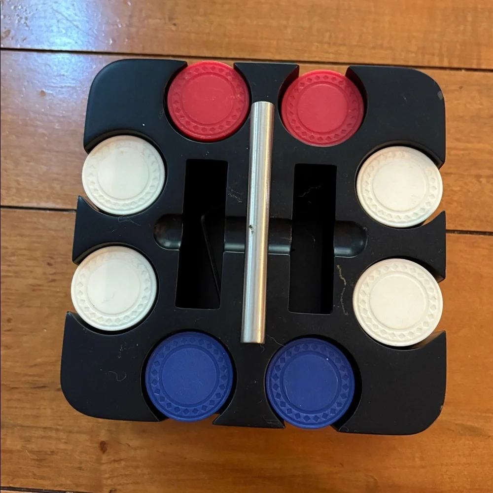 CRATE AND BARREL Poker Chips - with space for 2 decks of playing cards.